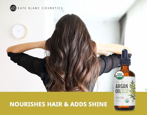 4oz Organic Argan Oil for Hair & Skin - Pure Cold-Pressed Moisturizer & Frizz Control