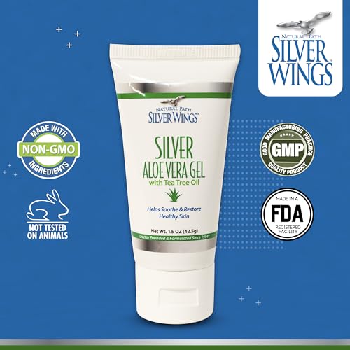Natural Path Silver Wings 200ppm Silver with Aloe Vera Gel and Tea Tree Oil - Soothing Skin Care - 1.5 oz
