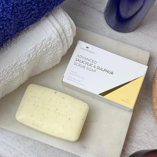 REVITALE Advanced BHA Salicylic Acid & Sulphur Scrub Soap ? Clarifying Exfoliating Bar