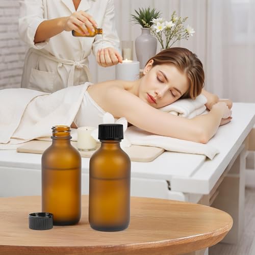 2 oz Glass Bottles with Lids - Leak-Proof Travel Containers for Essential Oils & Liquids