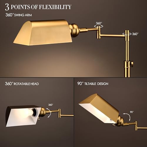 O’Bright Arcadia Pharmacy Floor Lamp Antique Brass Full Dimming Swing Arm Desk Light