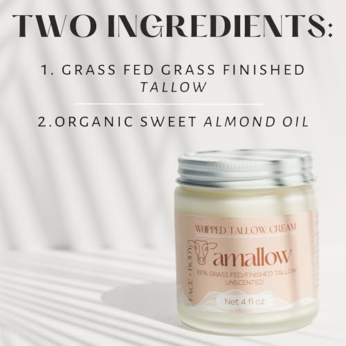 Unscented Grass Fed Beef Tallow Face & Body Moisturizer - Natural, Nourishing Lotion - 4 fl oz