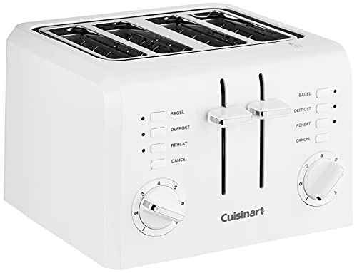 Cuisinart 4-Slice Compact White Toaster - Bagel, Defrost, Reheat, Shade Control