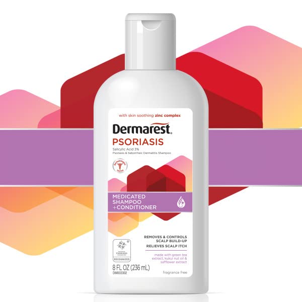 Medicated Psoriasis Shampoo & Conditioner Set - 8 fl oz (4 Pack) - Fragrance Free, Soothes & Relieves Scalp Symptoms