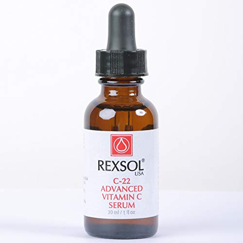 REXSOL 22% ADVANCED VITAMIN C SERUM, With Hyaluronic Acid, Ferulic Acid, Rosemary & Vitamin E, Best Anti-Aging Formulation, Reduce Visible Signs of Aging, Dark Spots (30 ml / 1 fl oz)