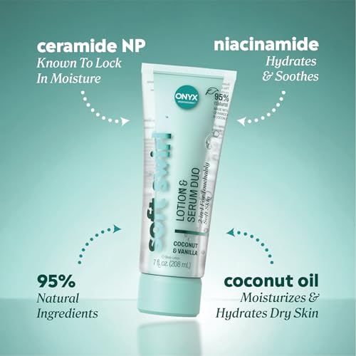 Onyx Professional Hydrating Body Lotion & Serum Duo with Ceramide NP & Coconut Oil, Coconut Bliss, 7 fl oz, 2pk