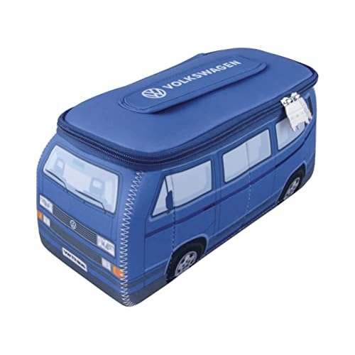 BRISA VW Collection - Volkswagen Neoprene Universal Makeup Cosmetics Toiletry Travel Pharmacy Bag in T3 Bus Vanagon Design (Blue/Large)