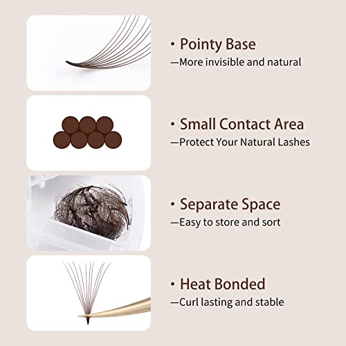 Brown Lash Extensions 10D Premade Fans 1000pcs Mix 9-16mm - Eyelash Extensions