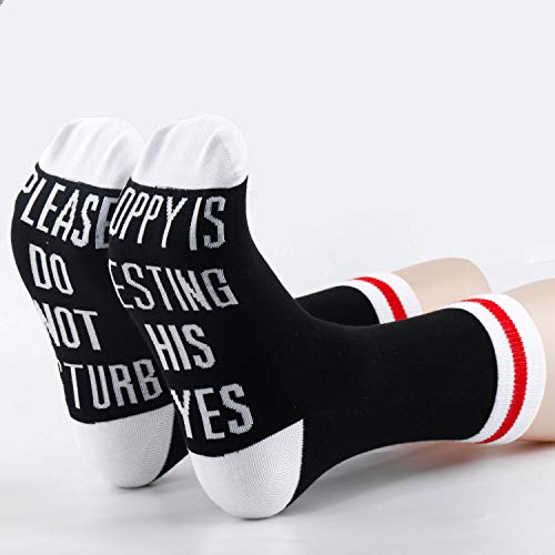 TSOTMO 2 Pairs Gift for Grandpa - Father's Day Novelty - Please Do Not Disturb Poppy Is Resting His Eyes
