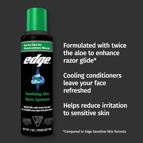 Edge Soothing Aloe Shaving Gel for Men 7 oz - Cooling & Moisturizing, 6 Pack