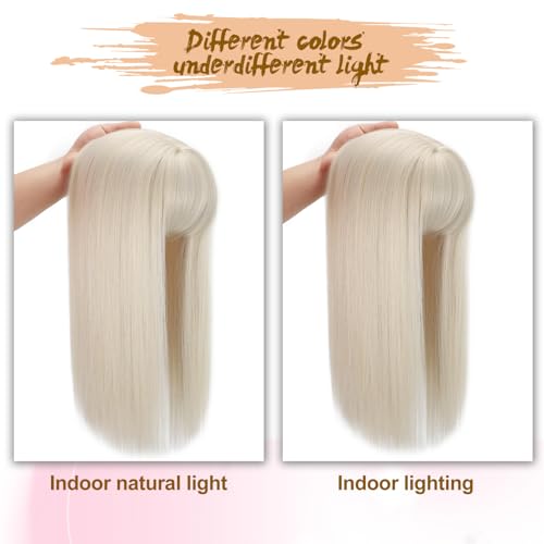 White Sakuraaa Hair Topper for Women with Thinning Hair 14 Inch Wavy Layered