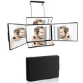 5 Way Mirror for Self Hair Cutting & Shaving, 360 Makeup Mirror with Height Adjustment for Braiding & Styling (Black)