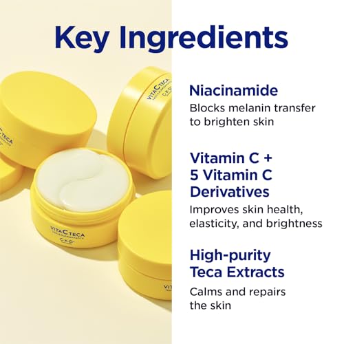CKD Vita C TECA Triple Blemish Under Eye Gel Patches - Large Hydrogel for Dark Spots