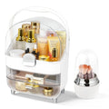 Large Makeup Organizer with Drawers & Rotating Brush Holder - Vanity Storage Case