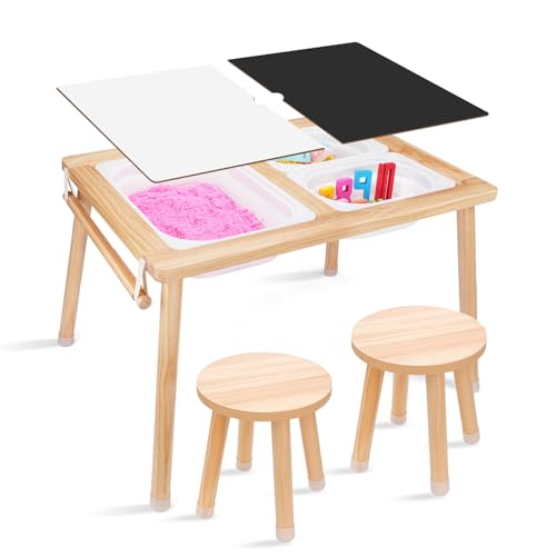 Toddler Sensory Table and Chair Set with Storage, Paper Roll & Double-Side Whiteboard - Table + Chair Variation