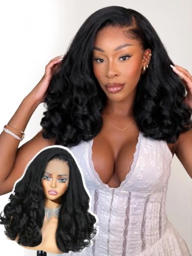 Black Quantum Love 13x6 Lace Front Yaki Curly Synthetic Wig for Black Women - Variation: 18