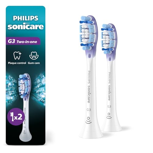 Philips Sonicare G3 Brush Heads 2-Pack White - 6 Month Supply | Compatible with All Sonicare Click-On Models