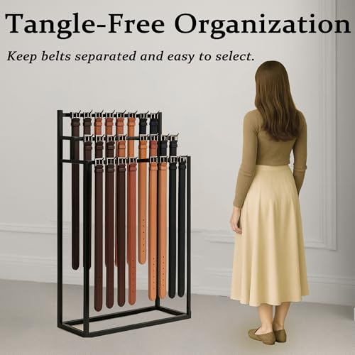 Black Metal Belt Display Rack, Tie & Scarf Organizer for Closet & Retail