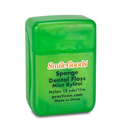 SmileGoods Sponge Dental Floss - Mint Xylitol, 12 Yards, Bulk Pack of 72 - Kids & Adults