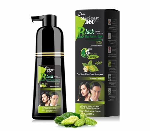 No-Stain Hair Dye Shampoo Natural Black 200mL - Gray Coverage & Nourishing Formula