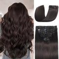 Dark Brown 14 Inch Human Hair Clip-In Extensions 80g Seamless Double Weft