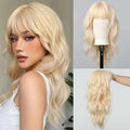 Blonde Wigs for Women 22 Inch Platinum Curly Wig with Bangs Synthetic Hair