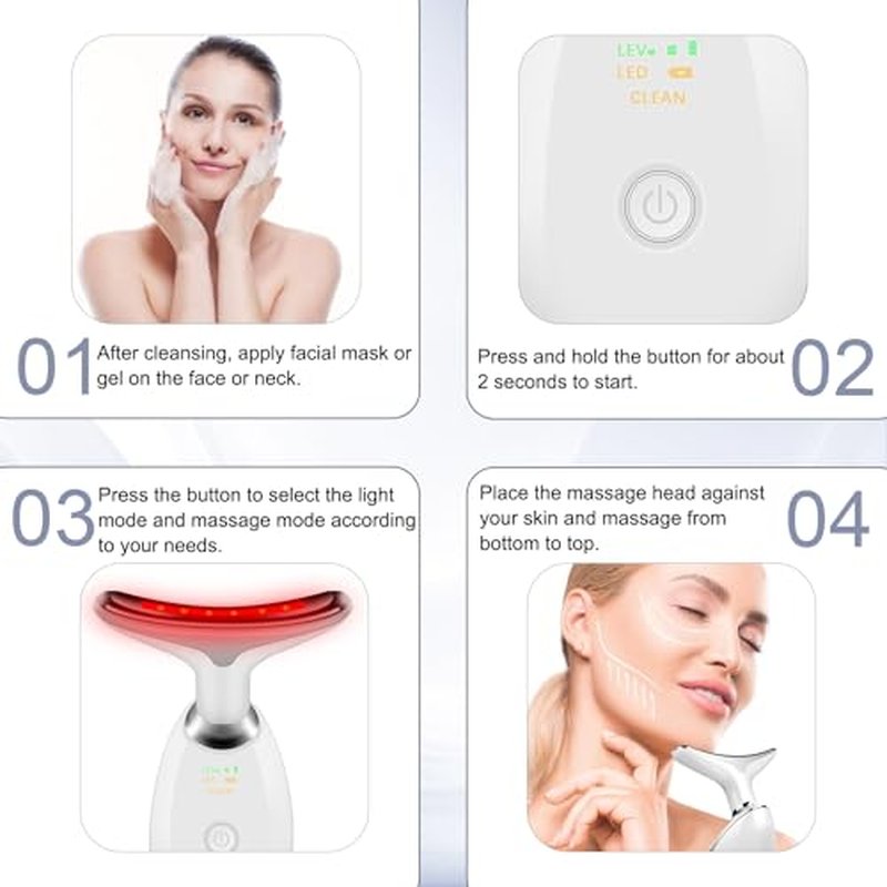 Face and Neck Massager Tools, Portable Facial Beauty Device,Facial Massager with 7 Color LED Lights for Skin Care