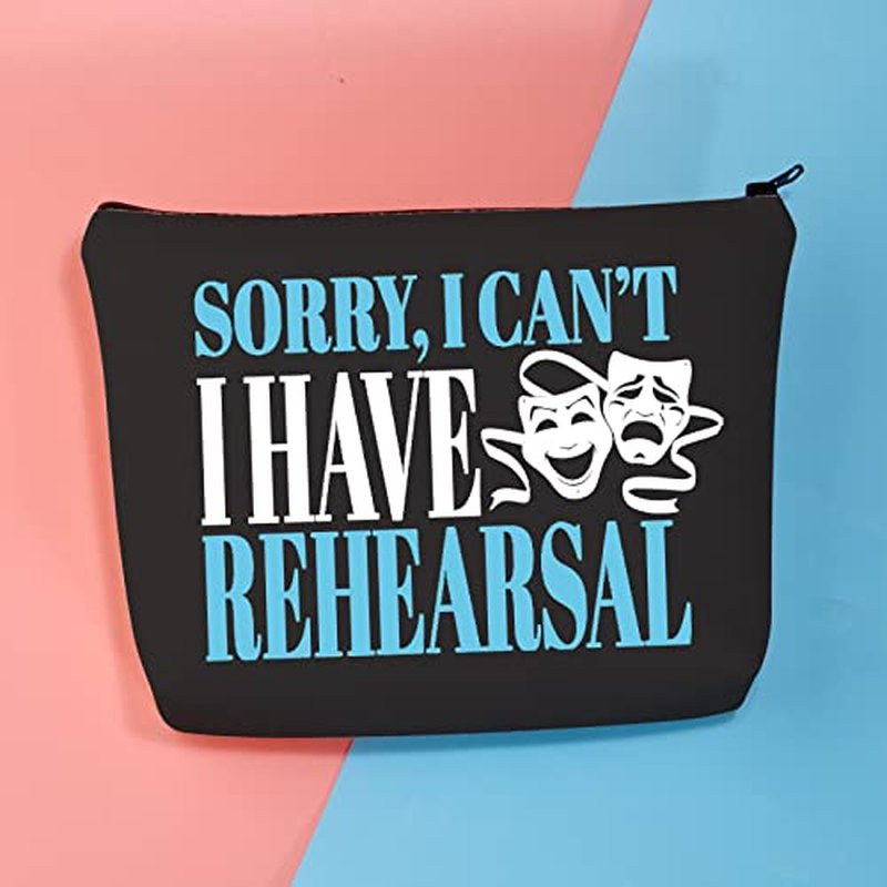 BDPWSS Theater Makeup Bag Drama Actor Actress Gifts Comedy Tragedy Mask Theatre Bag Sorry i Can't i Have Rehearsal Funny Drama Student Gift (I Have Rehearsal bl)