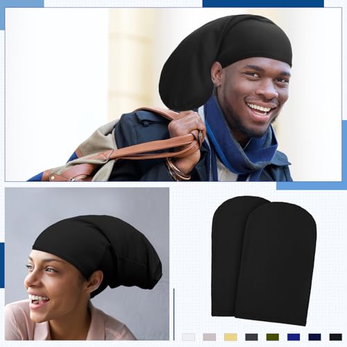 Men's Dreadlock Cap - Black Spandex Dread Lock Bonnet - One Size