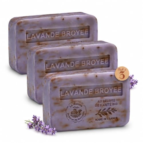 Lavender Exfoliating Bar Soap - French Milled Hand & Body Soap, 3 Pack