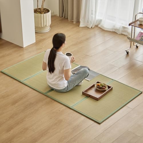 Twin Natural Rush Grass Tatami Mat - 3'3" x 6'7" - Traditional Japanese Floor Mat