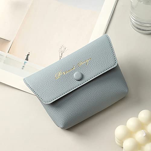 Moranse Small Travel Cosmetic Bag Lightweight Makeup Pack PU Leather Cosmetic Organizer Pouch for Women (Blue)