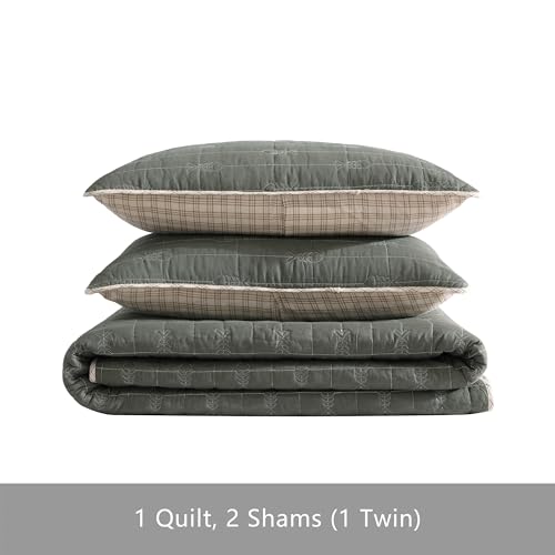 Twin Cotton Sheet Set with Pillowcases - Eddie Bauer Troutdale Green