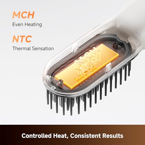 Cordless Hair Straightening Brush with Ionic & Keratin Care, Rechargeable Heated Styling Tool