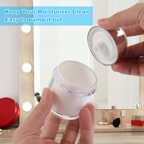 10 Pack 1 Oz Airless Pump Jars for Skincare & Cosmetics - Travel-Size Lotion Dispensers