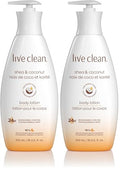 Live Clean Shea & Coconut Moisturizing Body Lotion Pack of 2, 18 Fl Oz - Hypoallergenic & Vegan