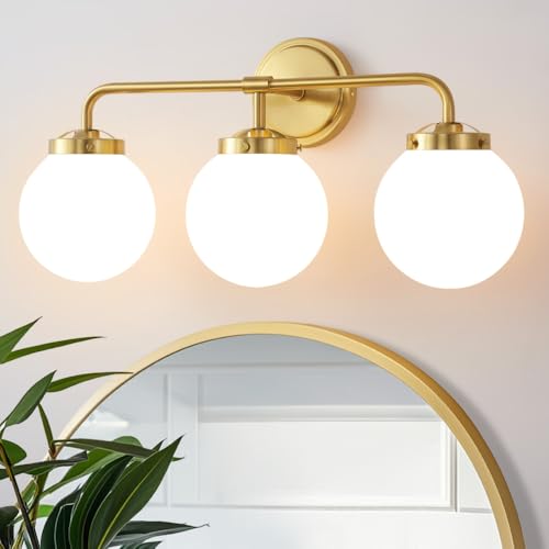 Deyidn Gold 3-Light Brushed Vanity Light Fixture 22.4in for Bathroom Mirror