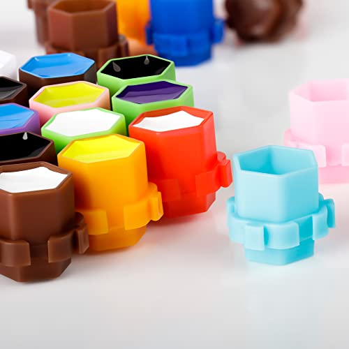 Tattoo Ink Caps Honeycomb Shape Spliceable Ink Cups for Tattooing Anti-Rollover Spill Eco-Friendly Non Fade Material Large Inner Size 0.63 * 0.75 inch(W*H) 200pcs Pack (Seaform)