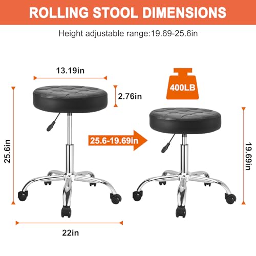 JOSTZHXIN Rolling Stool PU Leather Swivel Stools Height Adjustable, Drafting Work SPA Task Chair with Wheels, Home Office Salon Stool Chair (Style 4)