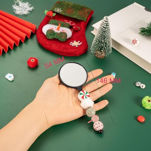 10 Pack Beadable Combs DIY with 10 Pack Beadable Handheld Mirrors Set Plastic Rat Tail Hand Handle for Crafts Portable Cute Travel Makeup Mirror Round, Colorful