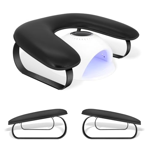 Wenxintek U-Shaped Nail Arm Rest for Manicure Salon & Home Use, Leather Hand Support with Aluminum Alloy Holder