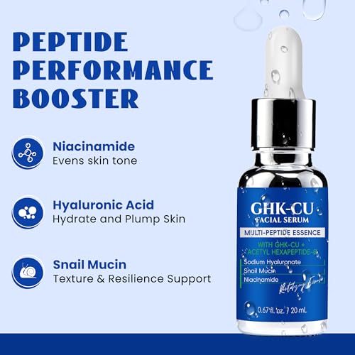 GHK-Cu Copper Peptides Serum for Face: Advanced Anti-Aging Serum with Multi-Peptide and Niacinamide for Fine Lines and Skin Elasticity