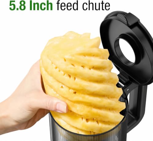 TUUMIIST Cold Press Juicer Machine with 5.8-Inch Extra Large Feed Chute – Easy to Clean BPA-Free White