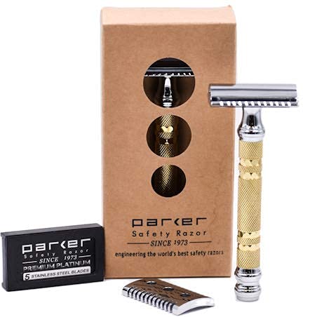 Convertible Safety Razor with Open & Closed Comb Plates - Premium Brass Handle
