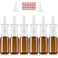 Nasal Spray Bottle, 6 Pcs 30ML/1oz Glass Amber Refillable Fine Mist Sprayers Atomizers, Small Empty Nasal Sprayer with Funnels and Labels