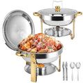 BOEASTER 2-Pack 5QT Stainless Steel Buffet Chafing Dishes Set with Gold & Silver Finish