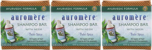Ayurvedic Shampoo Bar with Neem & Tulsi - 4.23 Oz Pack of 3 - All-in-One Body & Hair Cleanser