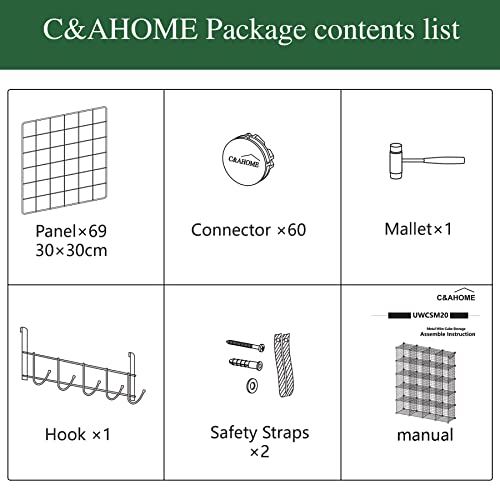 C&AHOME Black Wire Cube Storage Organizer - 20-Cube Metal Shelving Unit