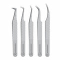 GMI Lash Tweezers - Set of 5 Eyelash Tweezers - Stainless Steel Eyelash Extension Tweezers - Multipurpose Lash Tweezers for Eyelash Extensions for Individual., T1122