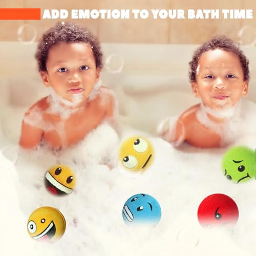 Large Emoji Face Bath Bombs Set of 12 – Handmade Spa Fizzies with Shea & Essential Oils